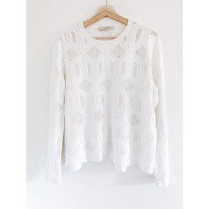 White Pointelle Sweater Loft long sleeve